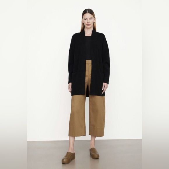 Vince 100% Cashmere Open Front Long Cardigan Sweater Solid Black Oversized Small - Picture 2 of 13